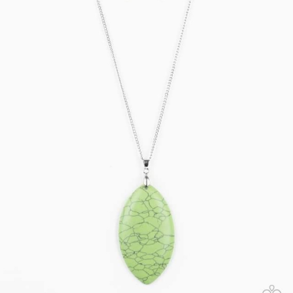 Green Stone Pendant with coordinating earrings
